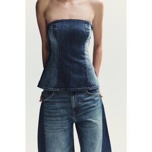 ZARA TRF DENIM BANDEAU TOP